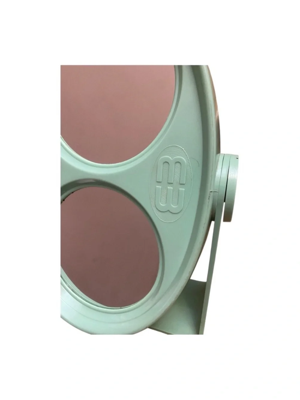 Vintage MCM Molded Mint Green Double Sided Mirror Hard Plastic Vanity 60s